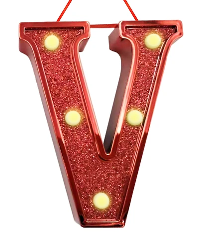 Ganz Light Up Initial Red Glitter Ornament