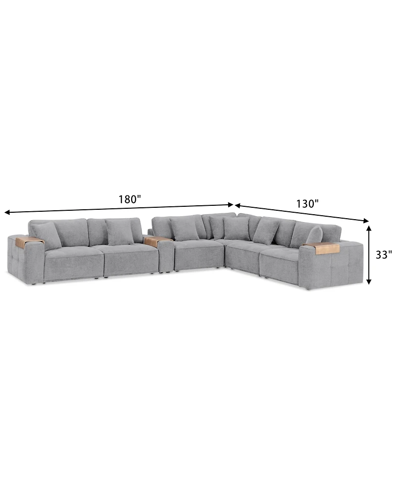 Nycolle -Pc. Modular Fabric L-Shape Sectional with 1 Console