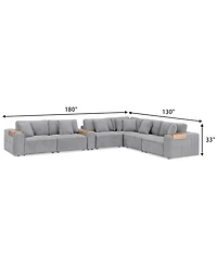 Nycolle -Pc. Modular Fabric L-Shape Sectional with 1 Console