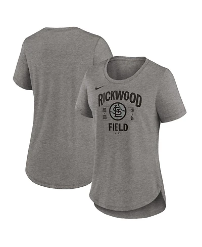 Nike Women's Heather Charcoal St. Louis Cardinals 2024 Rickwood Classic Tribute Tri-Blend Scoop Neck T-Shirt
