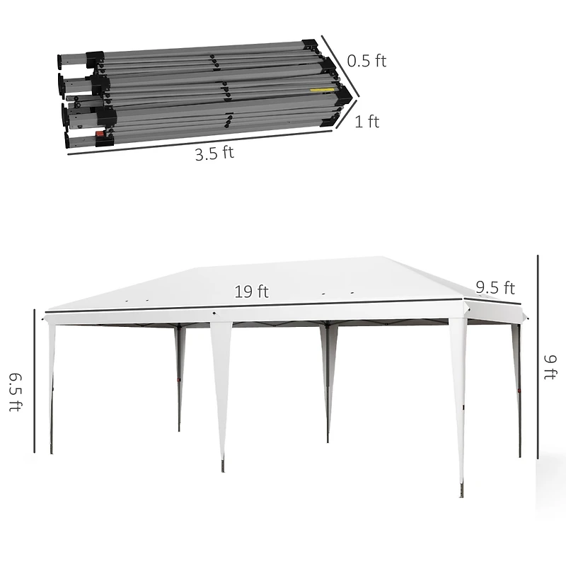 Outsunny 10' x 20' Pop Up Canopy Tent, Outdoor Gazebo & Carry Bag,