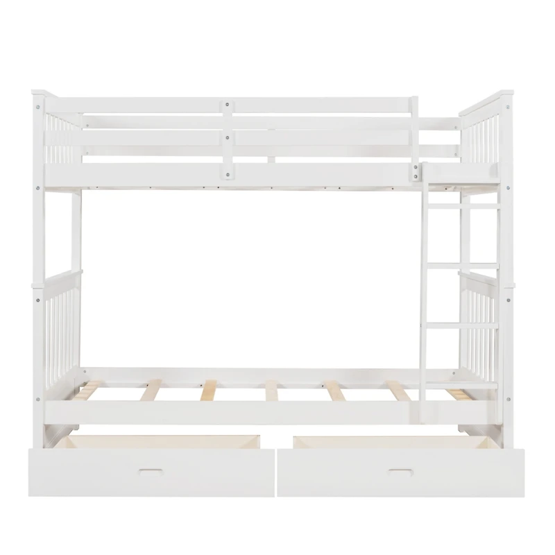 Streamdale Twin-Over-Twin Bunk Bed With Ladders And Two Storage Drawers