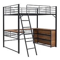 Streamdale Metal Loft Bed with Shelving and L-Desk