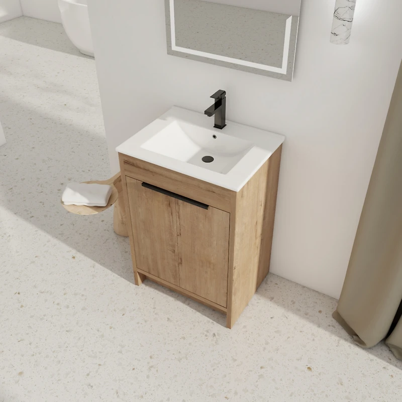 Streamdale 24'' White Bathroom Vanity with 2 Soft-Close Doors