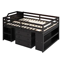 Simplie Fun Full Size Loft Bed with Desk, Drawers, Storage Stairs