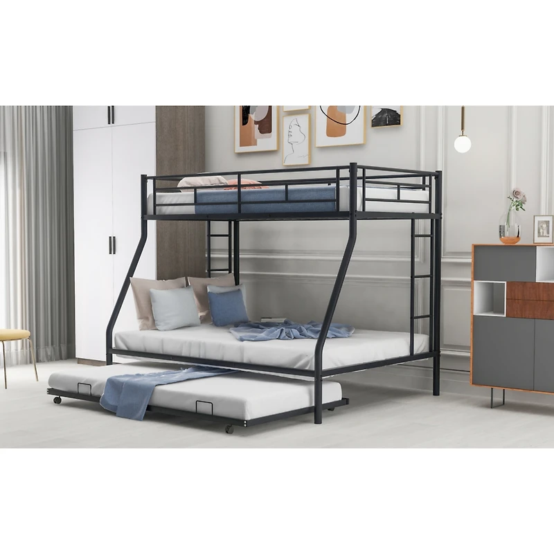 Streamdale Twin over Full Bunk Bed with Trundle and Ladders