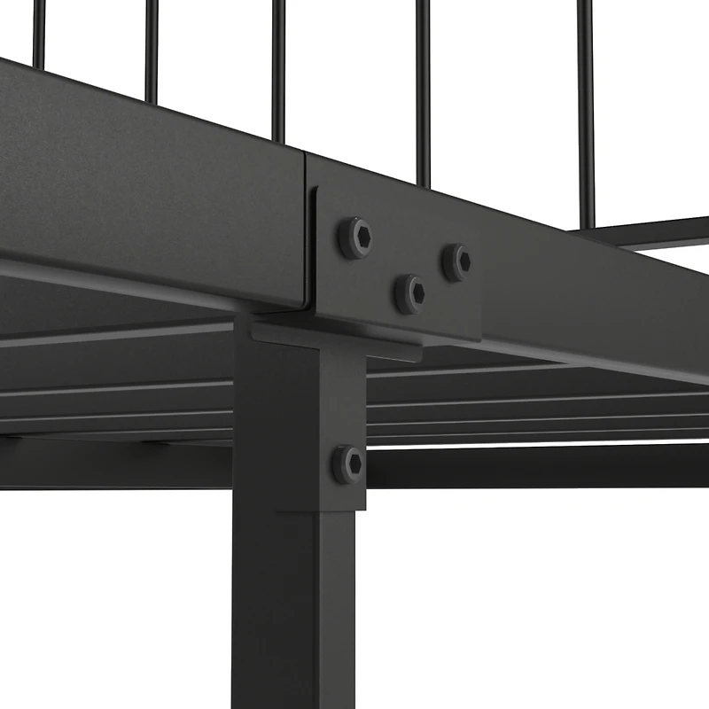 Simplie Fun Queen Metal Platform Bed with Headboard and Footboard