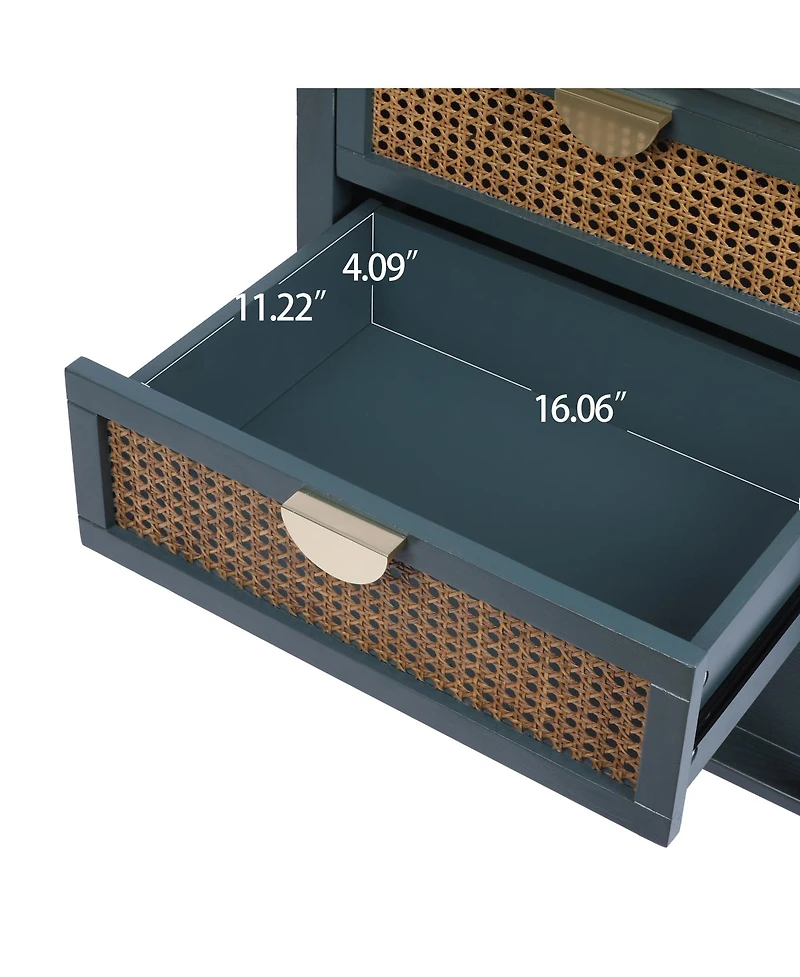 Simplie Fun 2 Drawer Side Table Rattan, End Table, Suitable For Bedroom, Living Room, Study