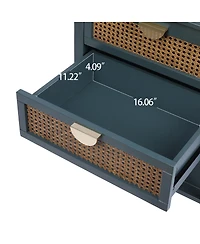 Simplie Fun 2 Drawer Side Table Rattan, End Table, Suitable For Bedroom, Living Room, Study