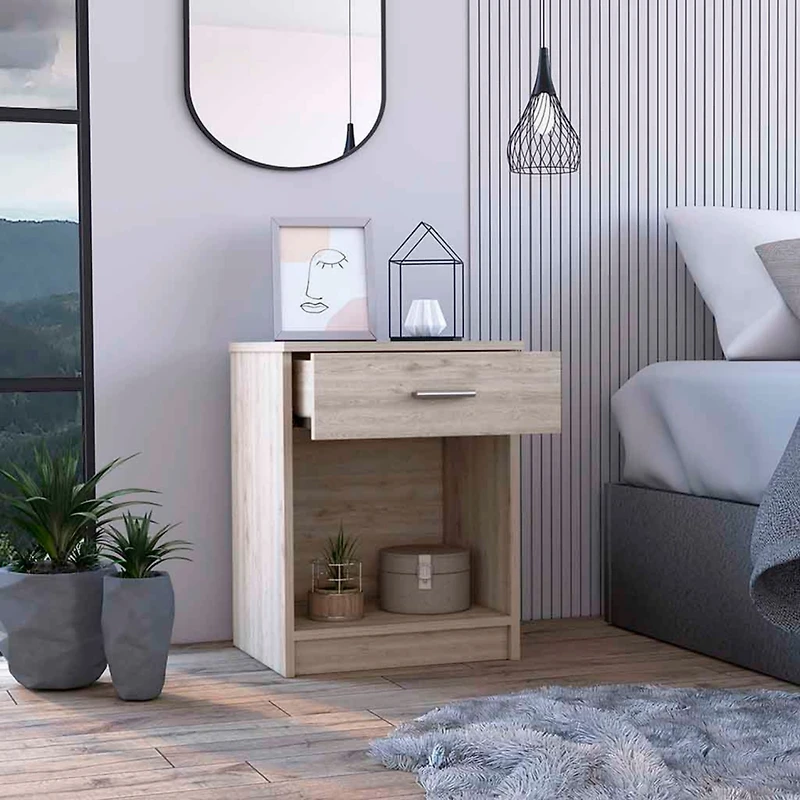 Streamdale Eco Nightstand, Superior Top, One Drawer, Lower Shelf