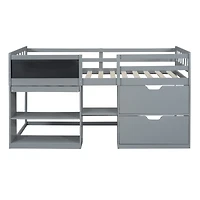 Streamdale Twin Low Loft Bed With Rolling Desk, Shelf And Drawers
