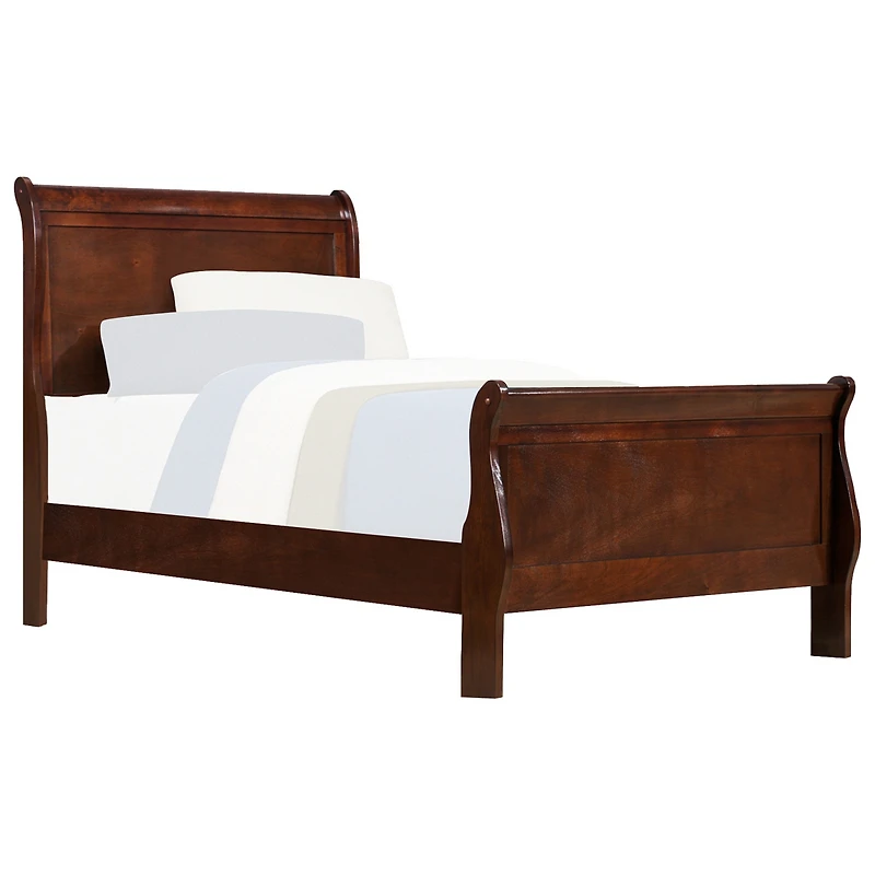 Streamdale Classic Louis Twin Bed, Brown Cherry Finish