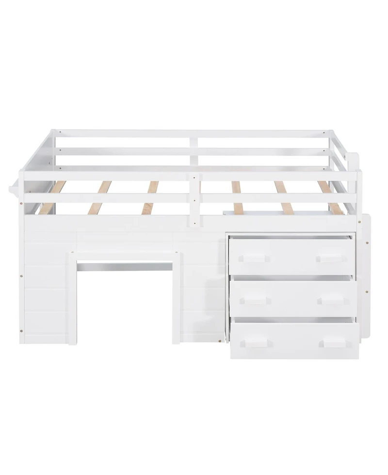 Simplie Fun Twin Size Loft Bed With Cabinet And Shelf