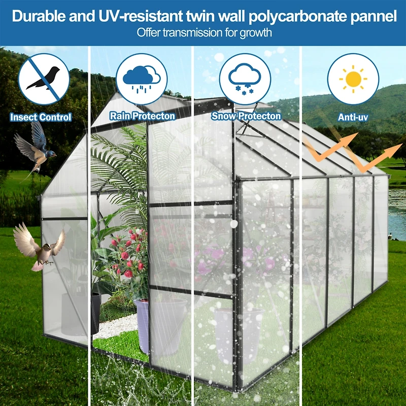 Streamdale Durable 6x10 Ft Polycarbonate Greenhouse