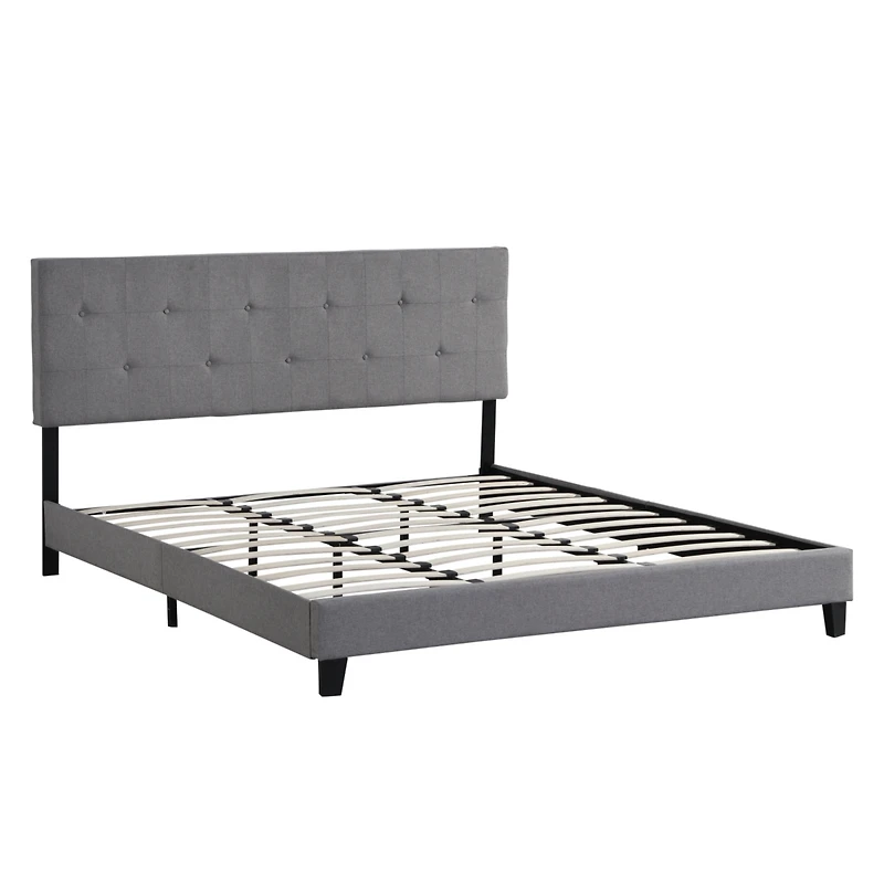 King Size Upholstered Platform Bed Frame - Gray