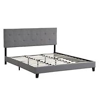 King Size Upholstered Platform Bed Frame - Gray