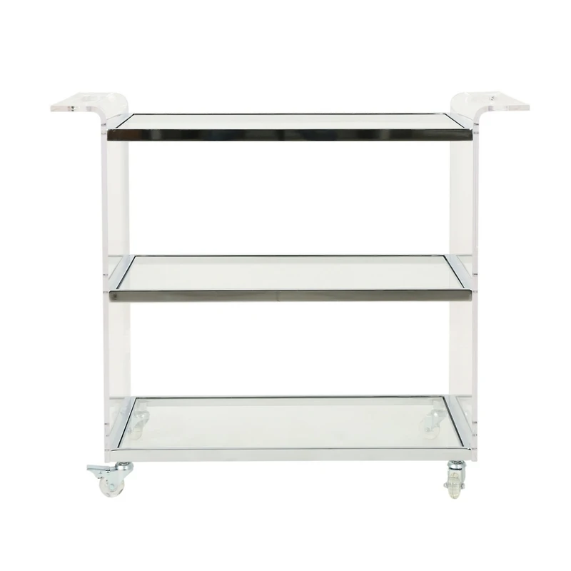 Elegant Acrylic Serving Cart with Tempered Glass Shelves