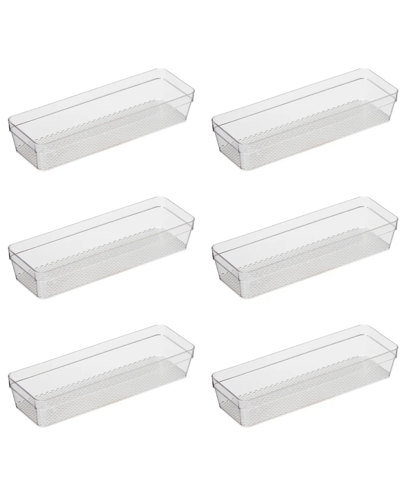 Oggi Set of 6, 3" X 9.5" Clear Drawer Organizer