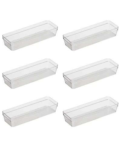 Oggi Set of 6, 3" X 9.5" Clear Drawer Organizer