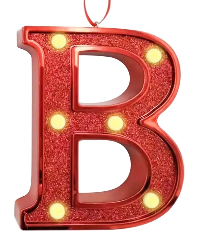 Ganz Light Up Initial Red Glitter Ornament