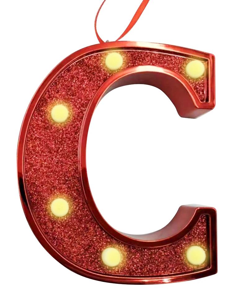 Ganz Light Up Initial Red Glitter Ornament