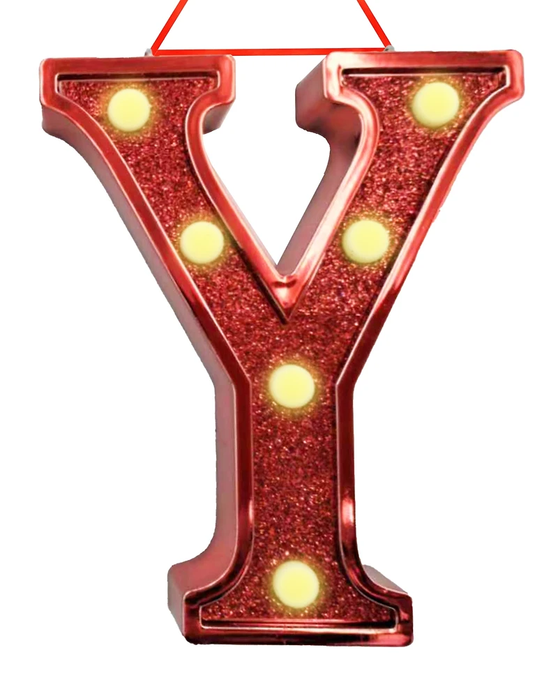 Ganz Light Up Initial Red Glitter Ornament