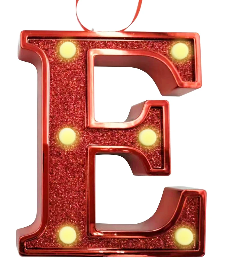Ganz Light Up Initial Red Glitter Ornament