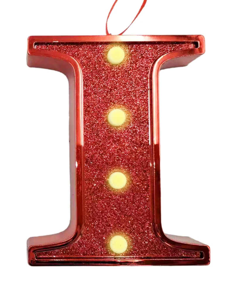 Ganz Light Up Initial Red Glitter Ornament
