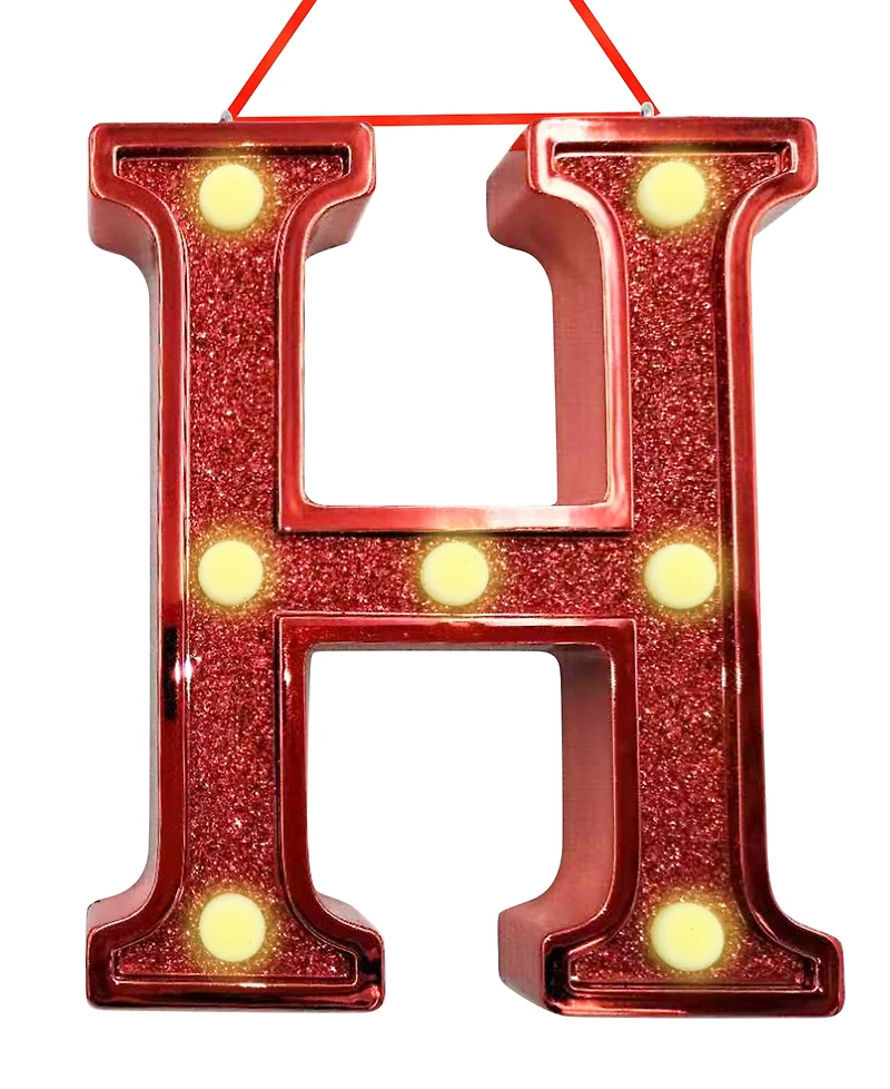 Ganz Light Up Initial Red Glitter Ornament