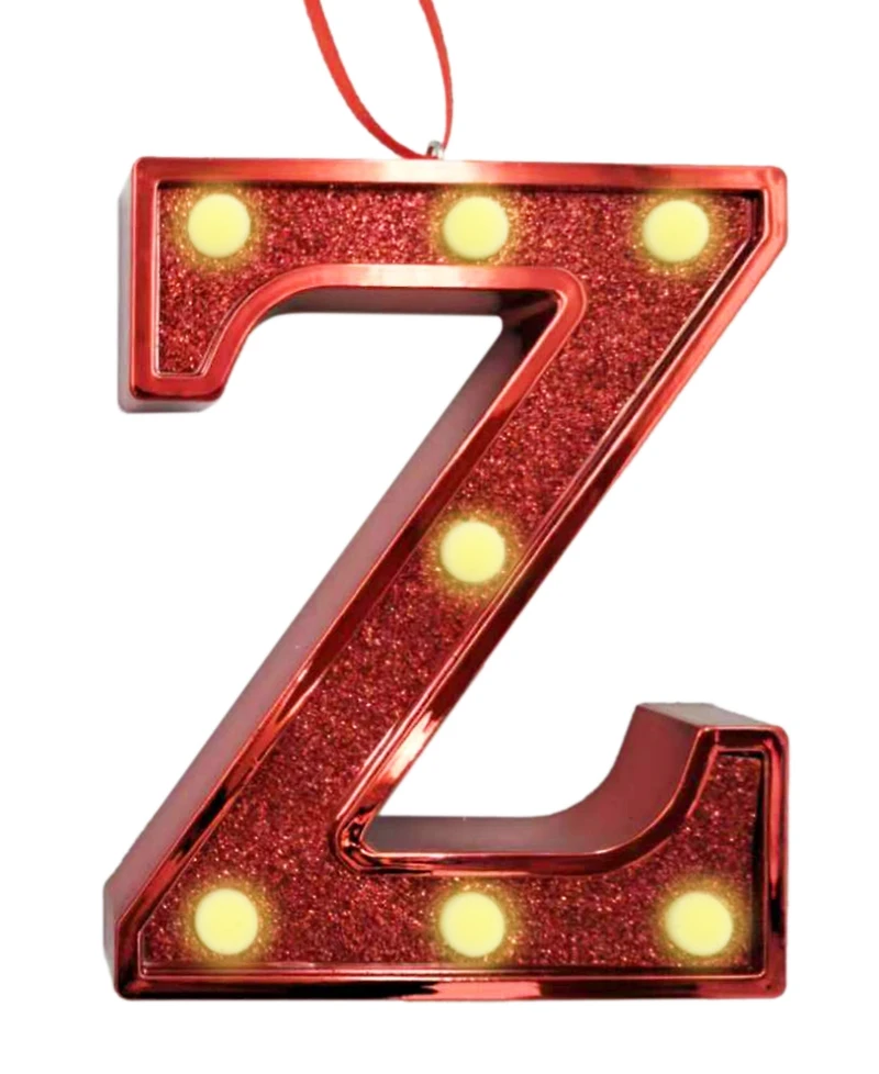 Ganz Light Up Initial Red Glitter Ornament