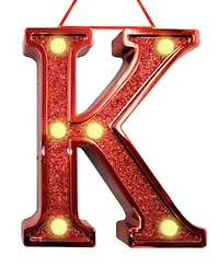 Ganz Light Up Initial Red Glitter Ornament