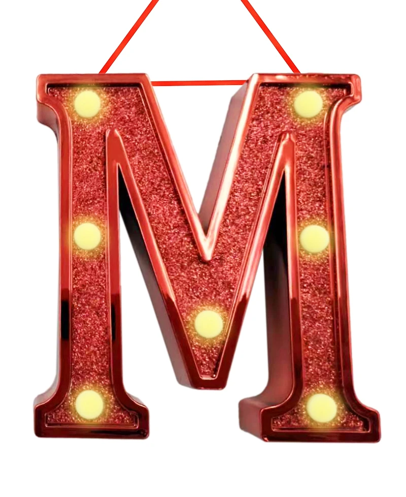 Ganz Light Up Initial Red Glitter Ornament