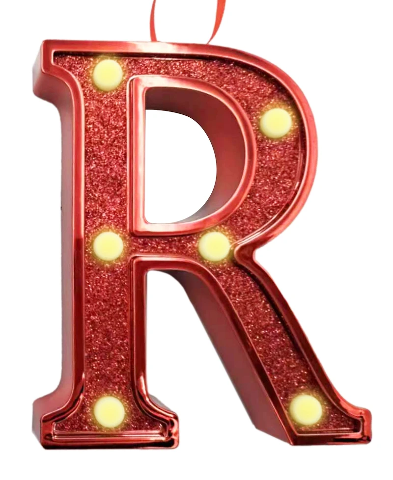 Ganz Light Up Initial Red Glitter Ornament