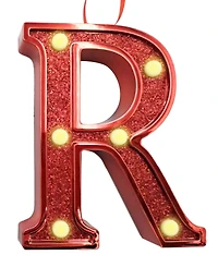 Ganz Light Up Initial Red Glitter Ornament