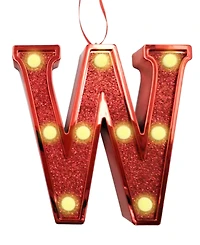 Ganz Light Up Initial Red Glitter Ornament