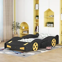 Streamdale Blue & Yellow Race Car Platform Bed with Storage