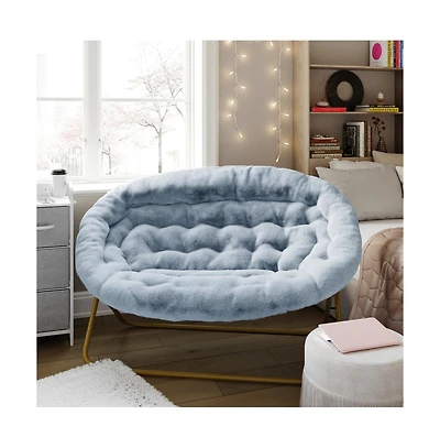 Janey Folding Double Saucer Chair With Steel Frame For Dorm, Living Room, Or Bedroom