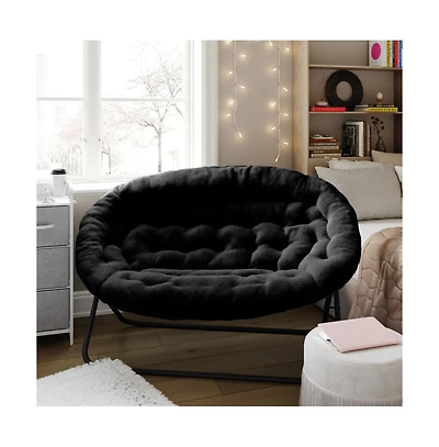 Janey Folding Double Saucer Chair With Steel Frame For Dorm, Living Room, Or Bedroom