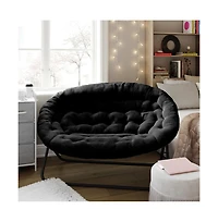 Janey Folding Double Saucer Chair With Steel Frame For Dorm, Living Room, Or Bedroom