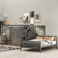 Streamdale Twin Over Full Loft Bed With Staircase