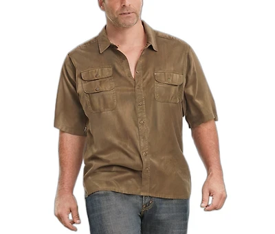 Boulder Creek Big & Tall by KingSize Short Sleeve Denim And Twill Shirt