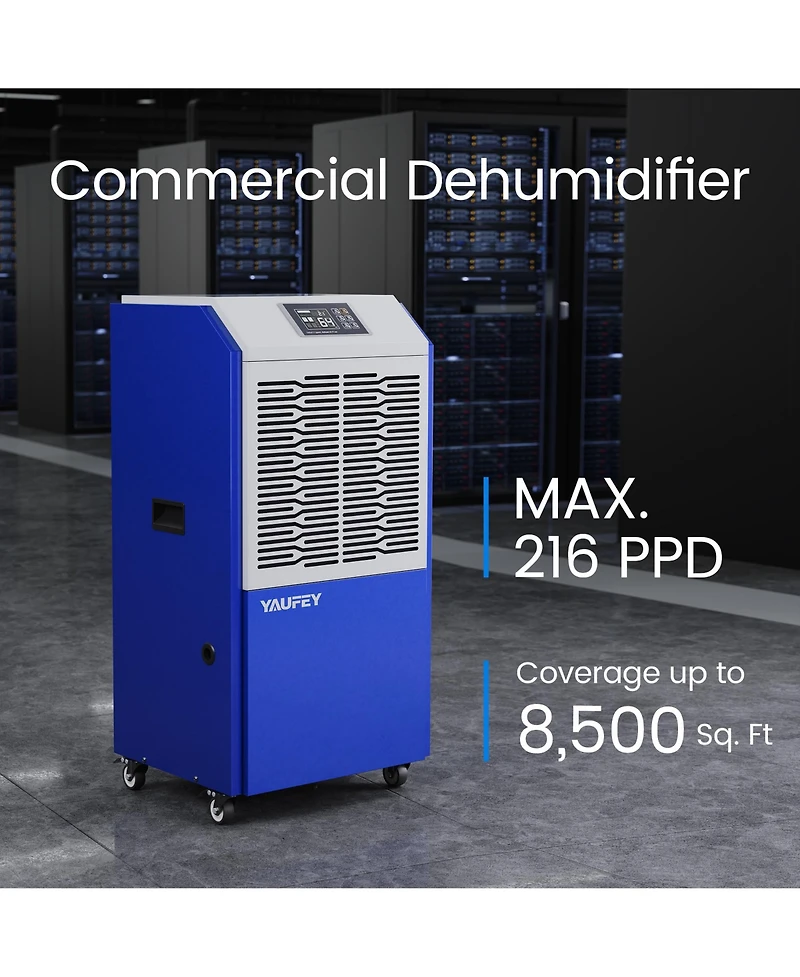 Waykar Yaufey Large Commercial Grade 216 Pint Dehumidifier for Space up to 8,500 Sq. Ft