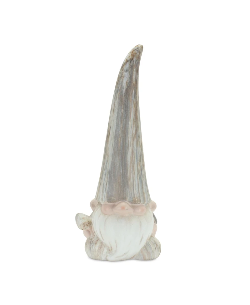 Slickblue Modern Terra Cotta Gnome Figurine With Marble Finish - 14.5 Inches (Set of 2)