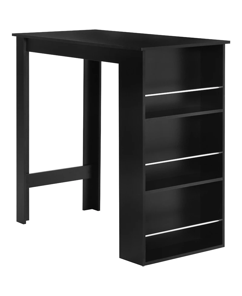 Homcom Modern Bar Table Counter Height Dining Table with 3-Tier Storage Shelves