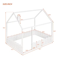 Streamdale Full Size Wood House Bed with Fence