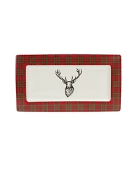 Slickblue Winter Plaid Deer Platter (Set of 2)
