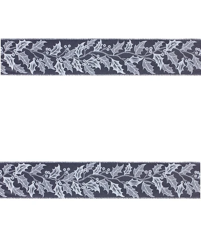 Slickblue Wired Polyester Holiday Ribbon (Set of 2) For Decor, Blue