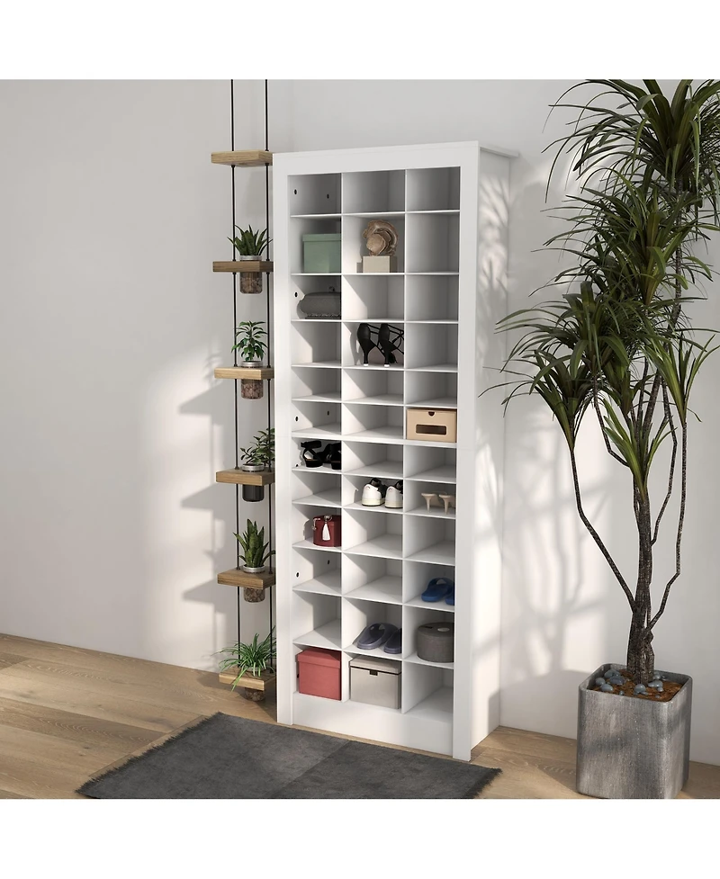 Homcom Shoe Cabinet with 3 Height Types for 36 Pairs of Shoes, White