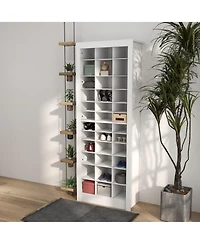 Homcom Shoe Cabinet with 3 Height Types for 36 Pairs of Shoes, White