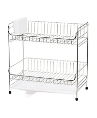 Iris Usa 2-tier Medium-sized Dish Rack with Drain Spout, White